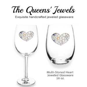 Multi-Stoned Heart Jeweled Glassware