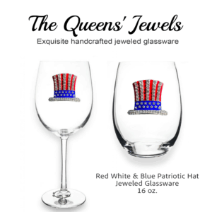 Red White and Blue Patriotic Hat Jeweled Glassware